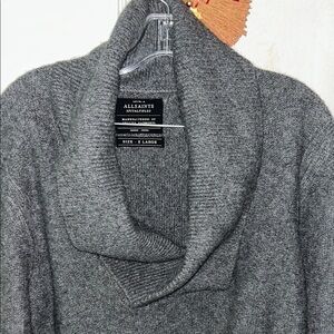 All Saints Gray Turtleneck Sweater Knit